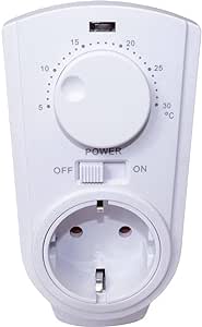 Compact plug-in thermostat with rotary knob